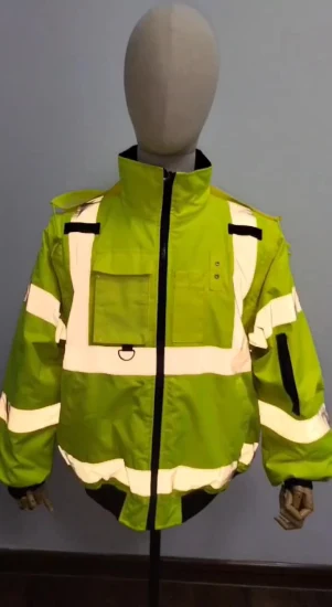 Mangas removíveis reflexivas de segurança com capuz forrado de lã acolchoado poliéster repelente à prova d'água e roupa de trabalho respirável jaqueta Tc Hi Vis Chaqueta Reflec